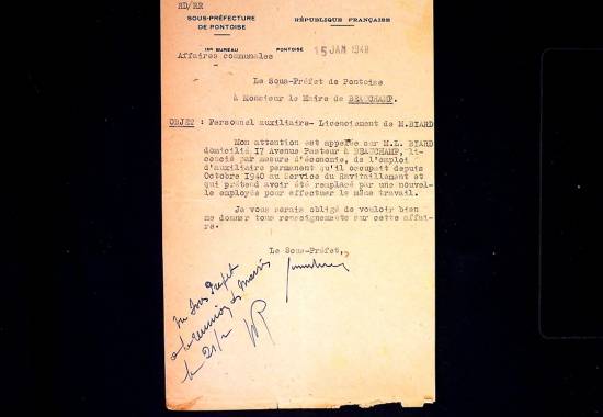 Lettre du sous-préfet au maire
