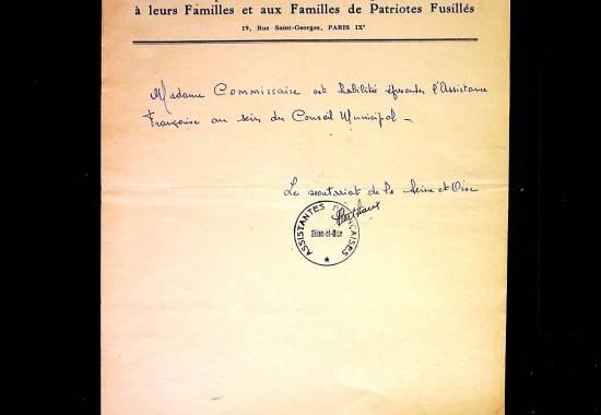 Lettre de l'Assistance française