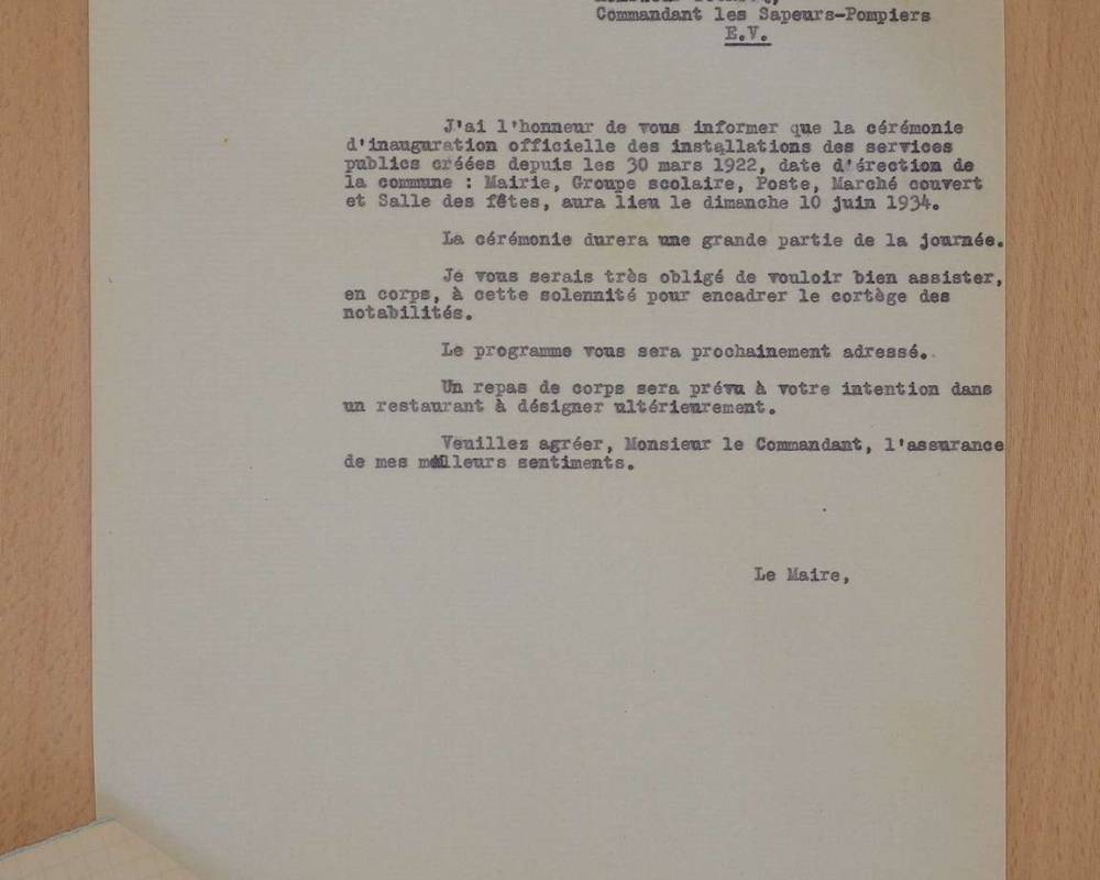 Lettre au commandant des sapeurs-pompiers
