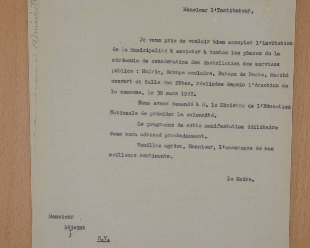 Lettre d'invitation de l'instituteur