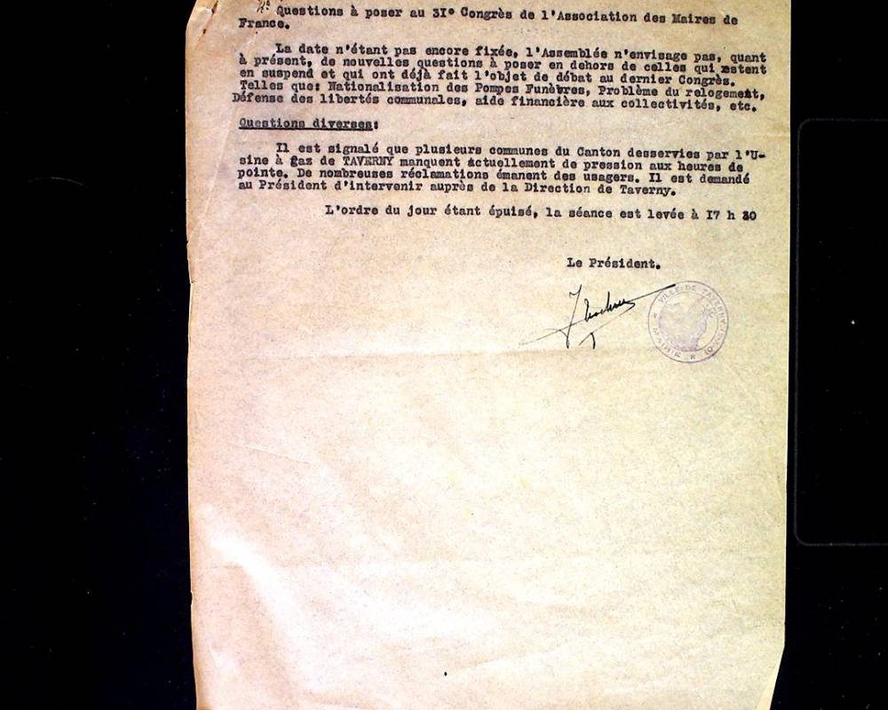 Procès-verbal de réunion des maires du canton de Taverny