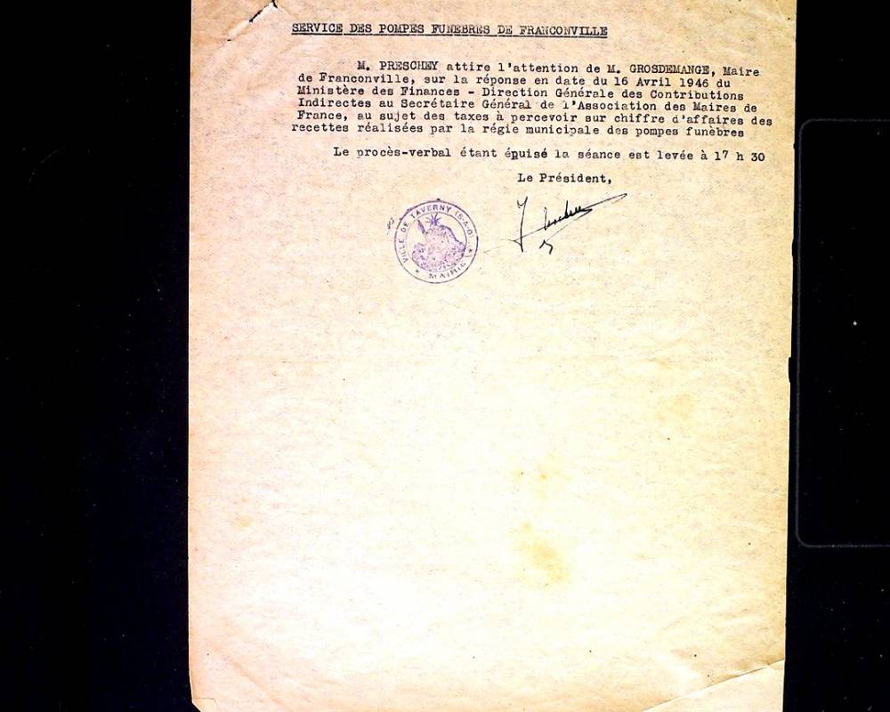 Procès-verbal de réunion des maires du canton de Taverny